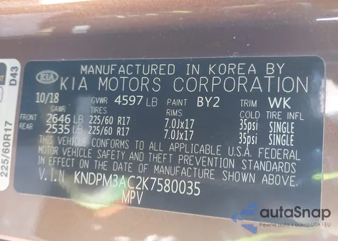 2019 Kia Sportage Lx from USA, damaged, VIN KNDPM3AC2K7580035
